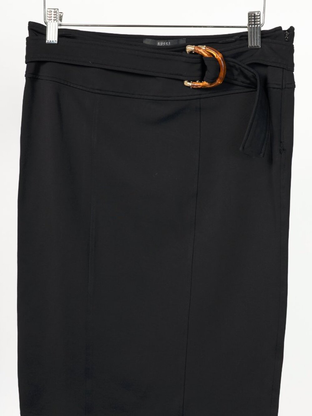 Gucci Black Jersey Bamboo-Belt Pencil Skirt - Picture 3 of 9